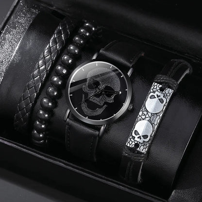 Funny Skull Buckle Quartz Men'S Watches