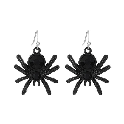 Funny Spider Skull Ghost Alloy Inlay Rhinestones Women'S Drop Earrings 1 Pair