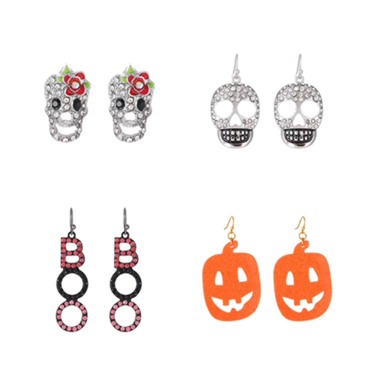 Funny Spider Skull Ghost Alloy Inlay Rhinestones Women'S Drop Earrings 1 Pair