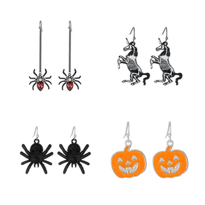 Funny Spider Skull Ghost Alloy Inlay Rhinestones Women'S Drop Earrings 1 Pair