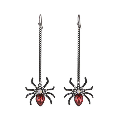 Funny Spider Skull Ghost Alloy Inlay Rhinestones Women'S Drop Earrings 1 Pair