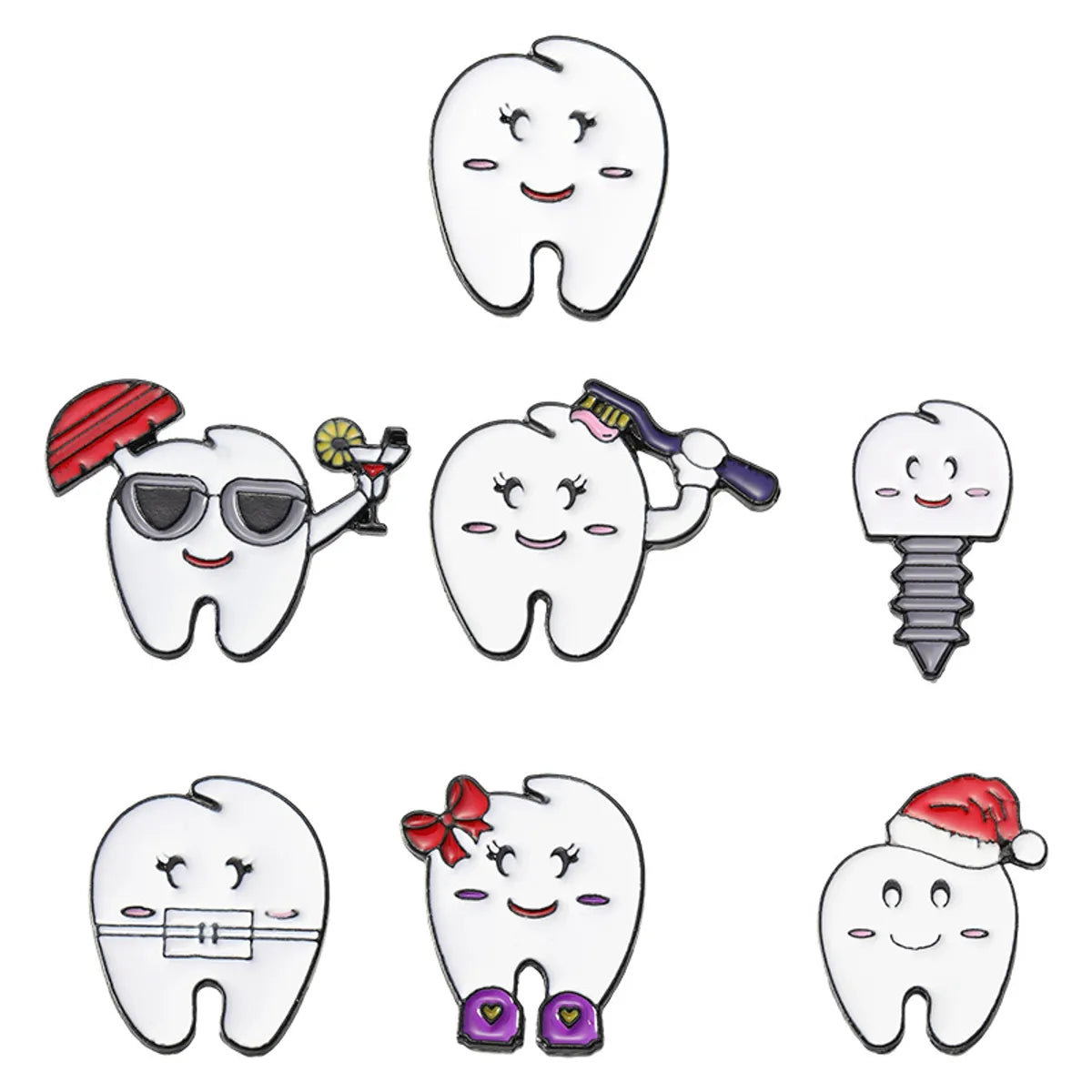 Funny Teeth Alloy Stoving Varnish Unisex Brooches