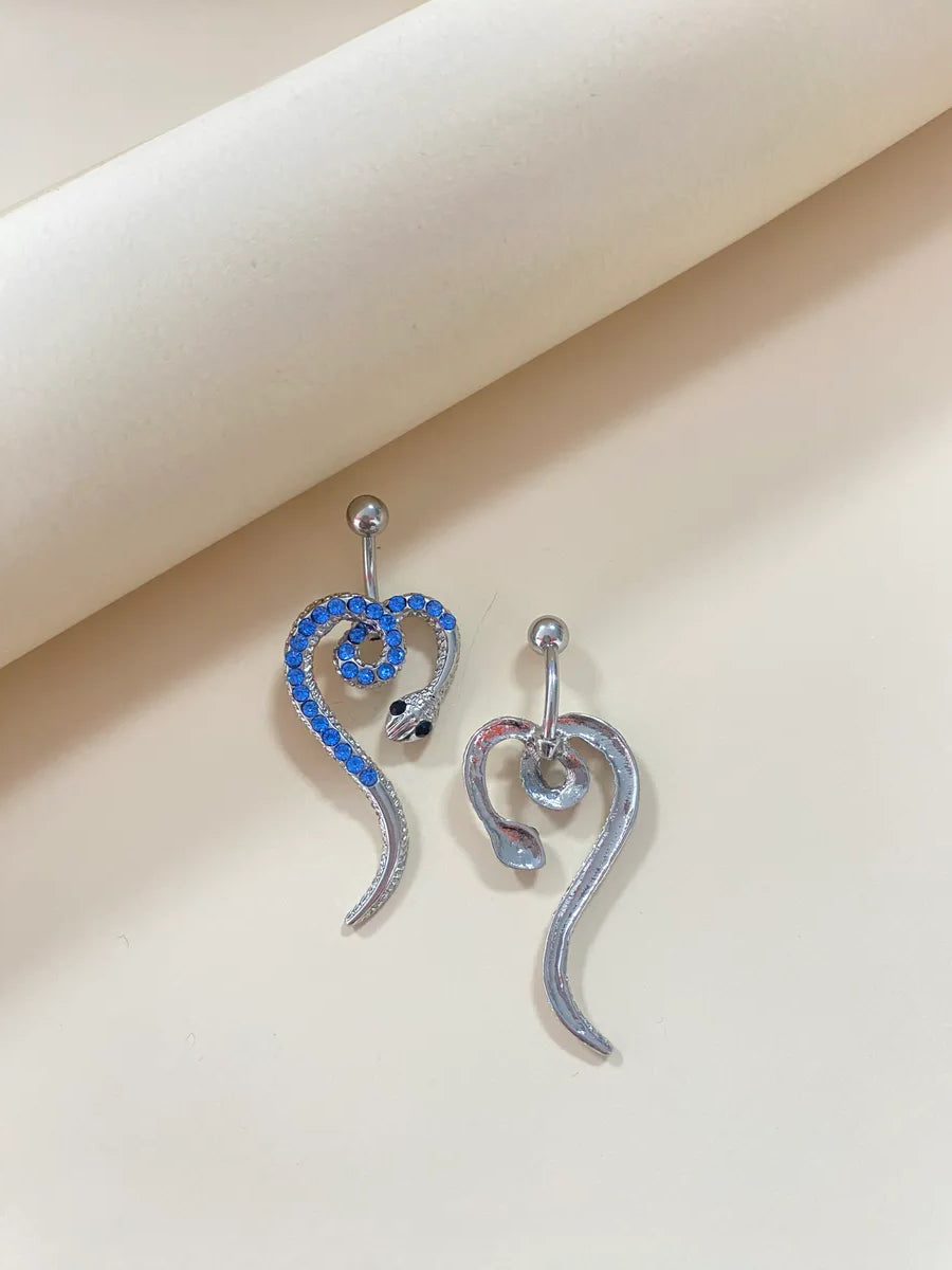 Gaibei Europe And America Cross Border Simulated Snakes Belly Ring Irregular Heart-shaped Zircon Navel Stud Piercing Jewelry