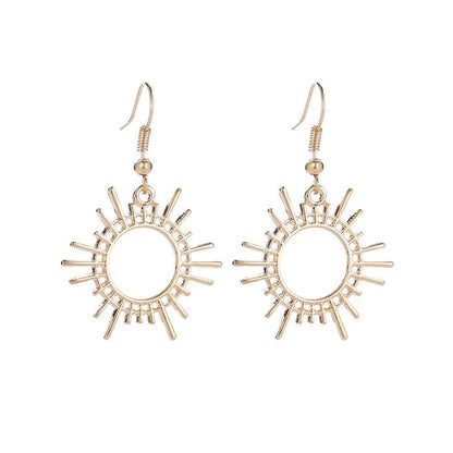 Gear Earrings Creative Geometric Alloy Jewelry Female Sun Earrings Wholesale