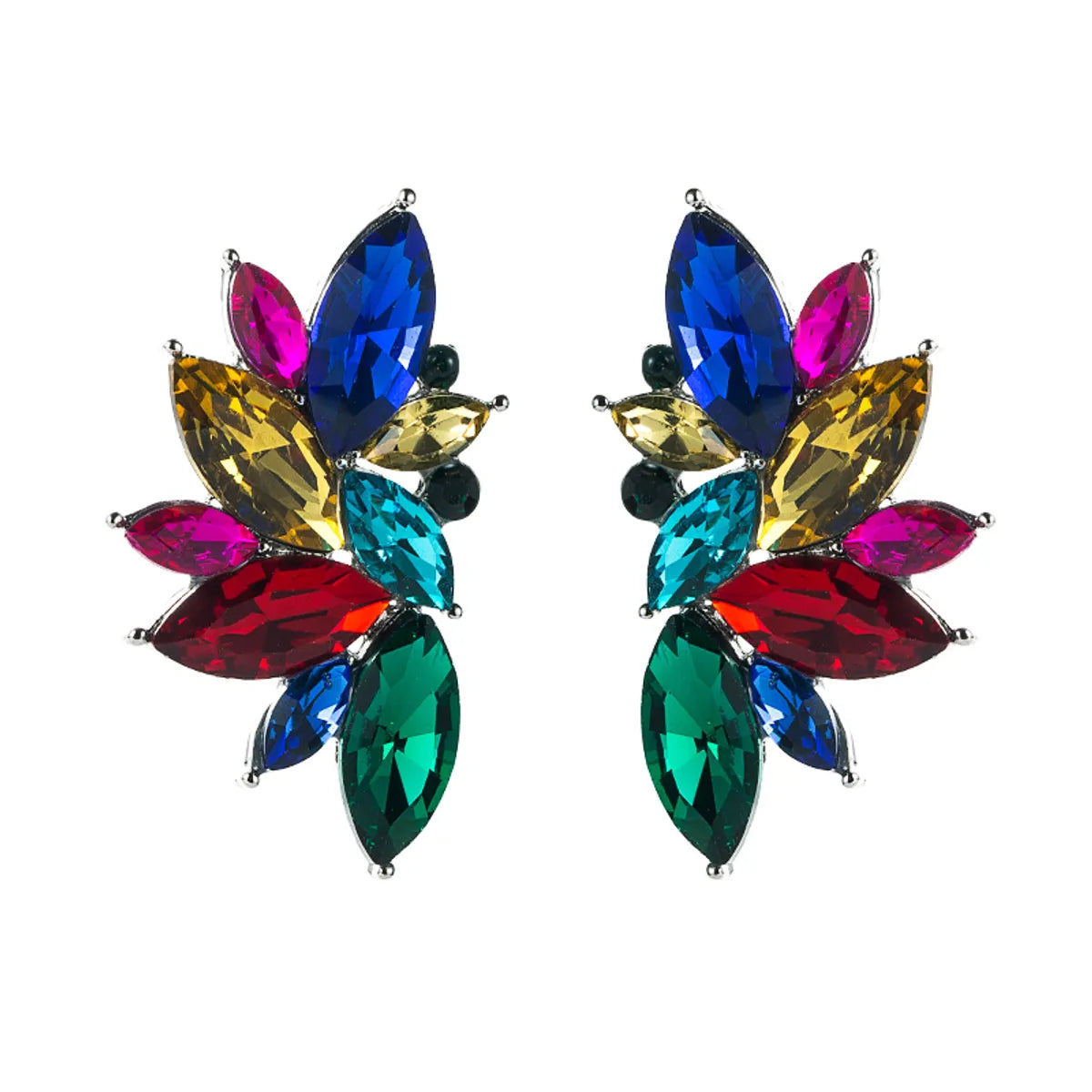 Geometric Flower Alloy Diamond-Studded Rhinestone Full Diamond Earrings