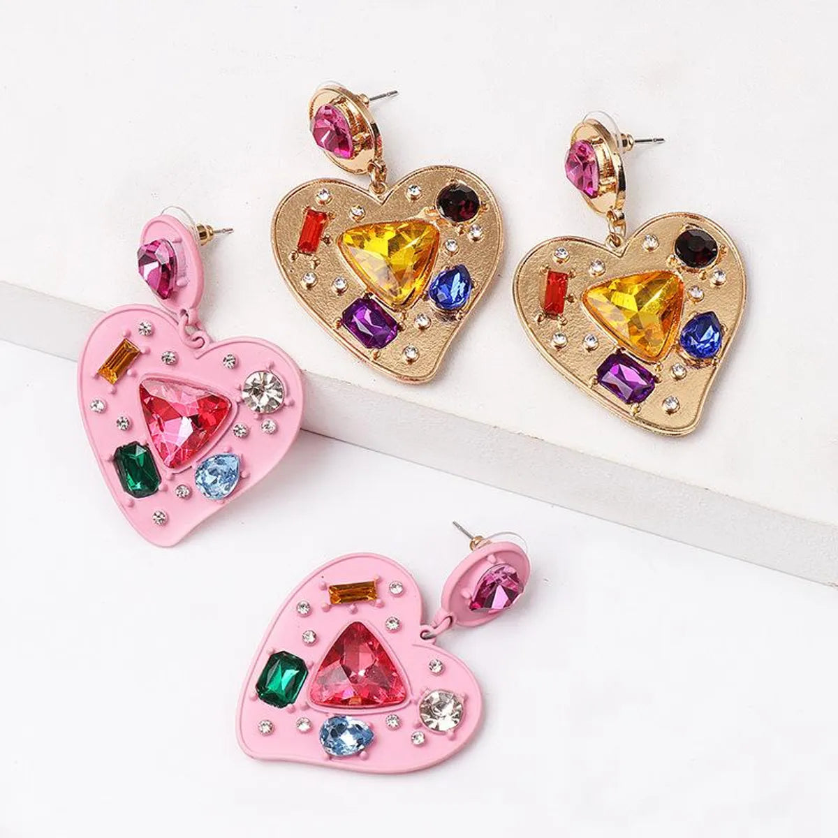 Fashion Heart Diamond Alloy Other Earrings Ear Studs