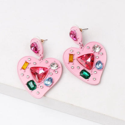 Fashion Heart Diamond Alloy Other Earrings Ear Studs