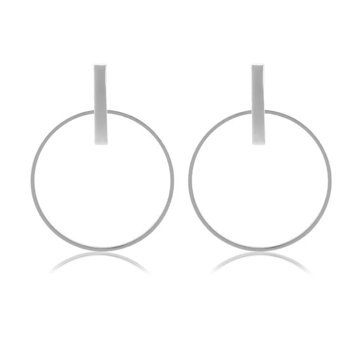 Geometric Round Stud Earrings Temperament Large Circle Women'S Earrings Electroplated Gold Silver Black