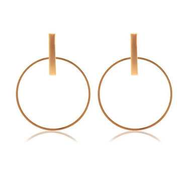 Geometric Round Stud Earrings Temperament Large Circle Women'S Earrings Electroplated Gold Silver Black