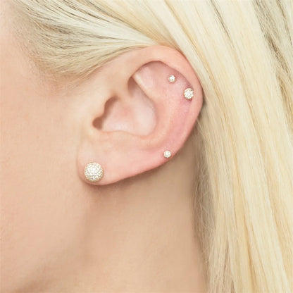 Geometric Semi-Circular Ball Ear Bone Studs Piercing Small Earrings