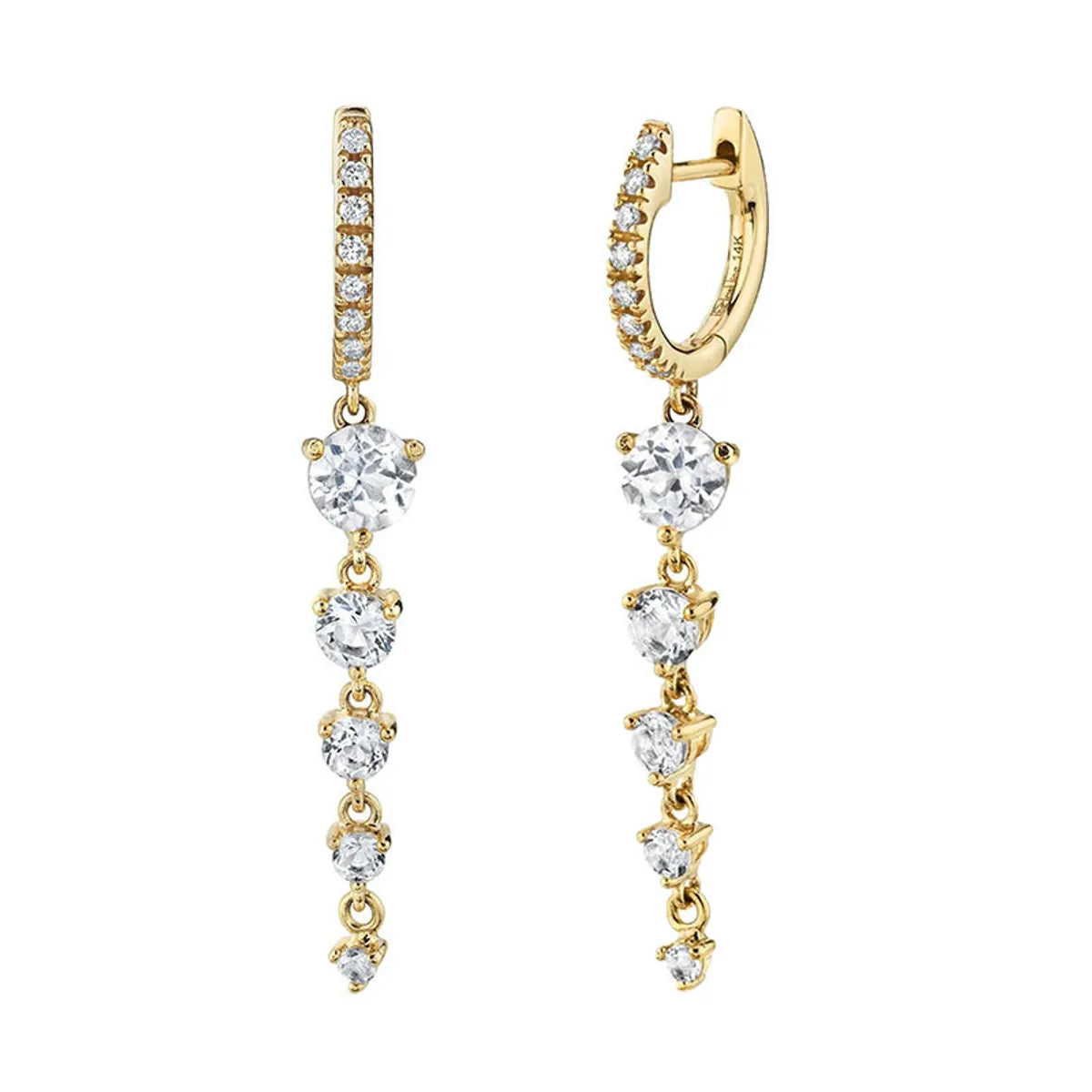 Geometric White Zircon Earrings Simple Square Drop Cross Earrings Set