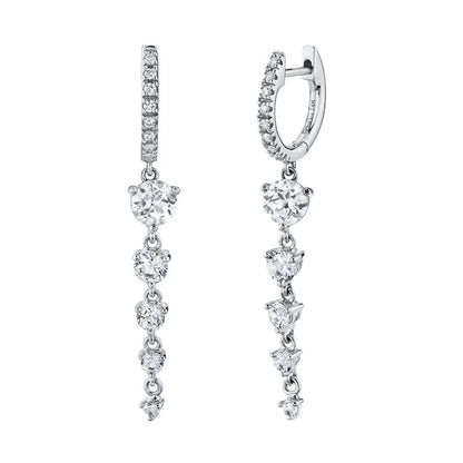 Geometric White Zircon Earrings Simple Square Drop Cross Earrings Set