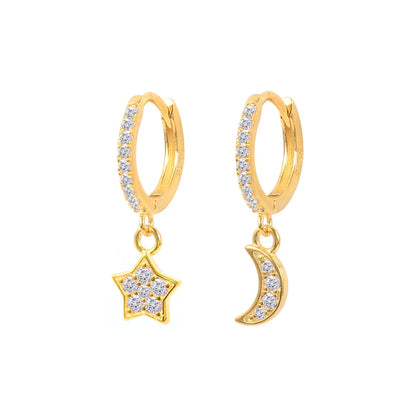 Geometric White Zircon Earrings Simple Square Drop Cross Earrings Set