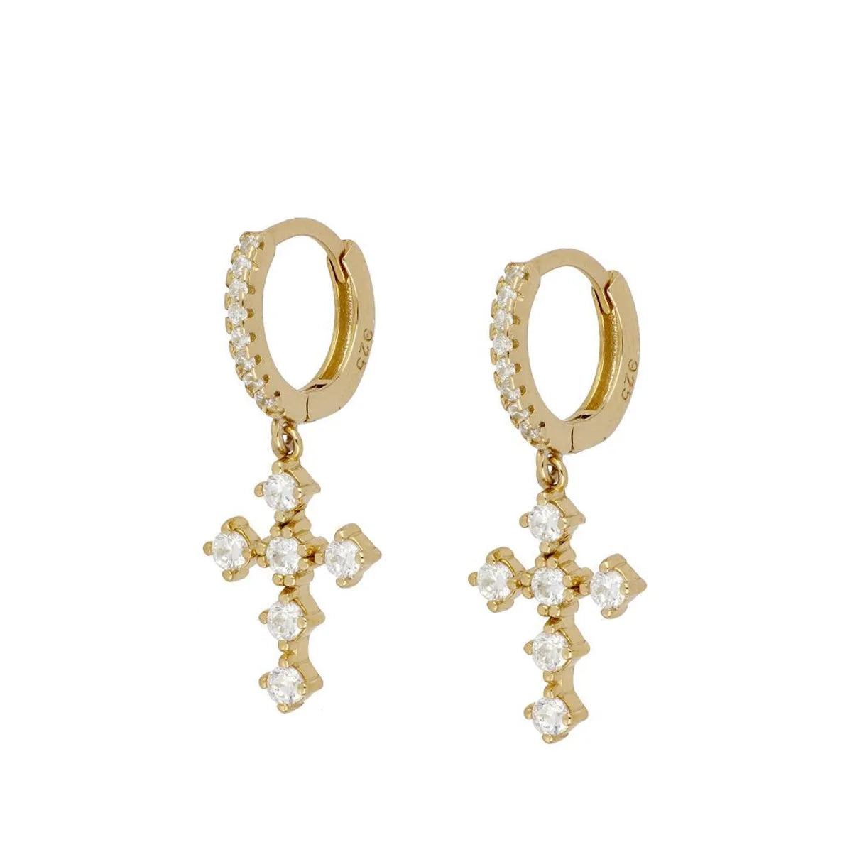 Geometric White Zircon Earrings Simple Square Drop Cross Earrings Set