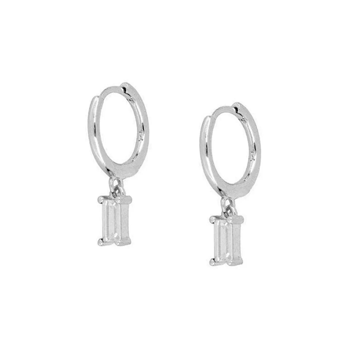 Geometric White Zircon Earrings Simple Square Drop Cross Earrings Set