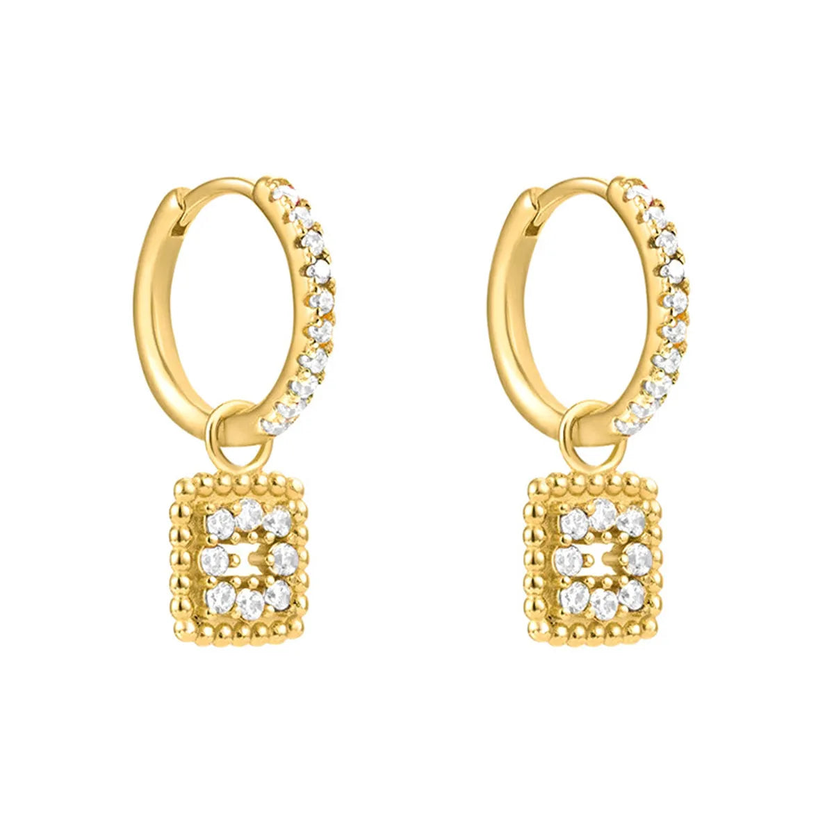 Geometric White Zircon Earrings Simple Square Drop Cross Earrings Set