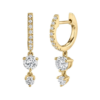 Geometric White Zircon Earrings Simple Square Drop Cross Earrings Set