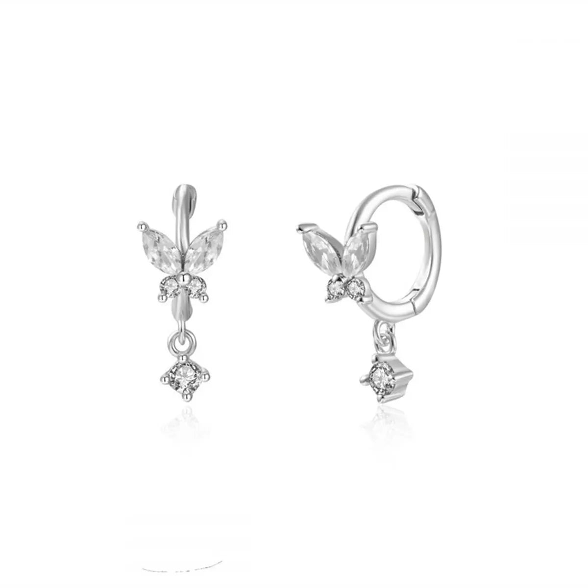 Geometric White Zircon Earrings Simple Square Drop Cross Earrings Set