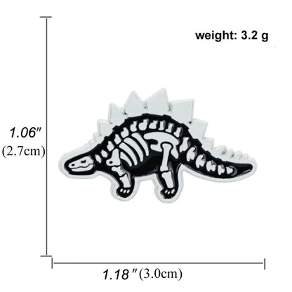 Girl Cartoon Black White Dinosaur Brooch Alloy Drip Oil Pin Badge