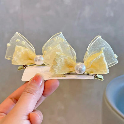 Girl'S Casual Cute Bow Knot Cloth Gauze Hair Clip