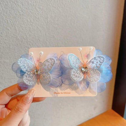 Girl'S Cute Simple Style Butterfly Cloth Butterfly Hair Clip