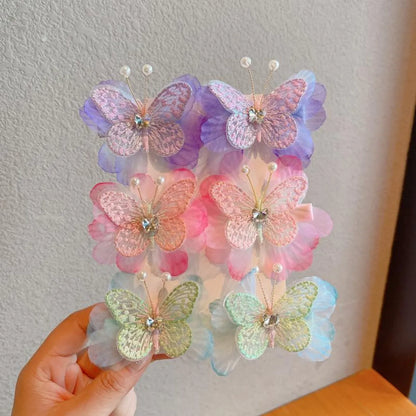 Girl'S Cute Simple Style Butterfly Cloth Butterfly Hair Clip