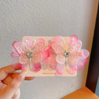 Girl'S Cute Simple Style Butterfly Cloth Butterfly Hair Clip