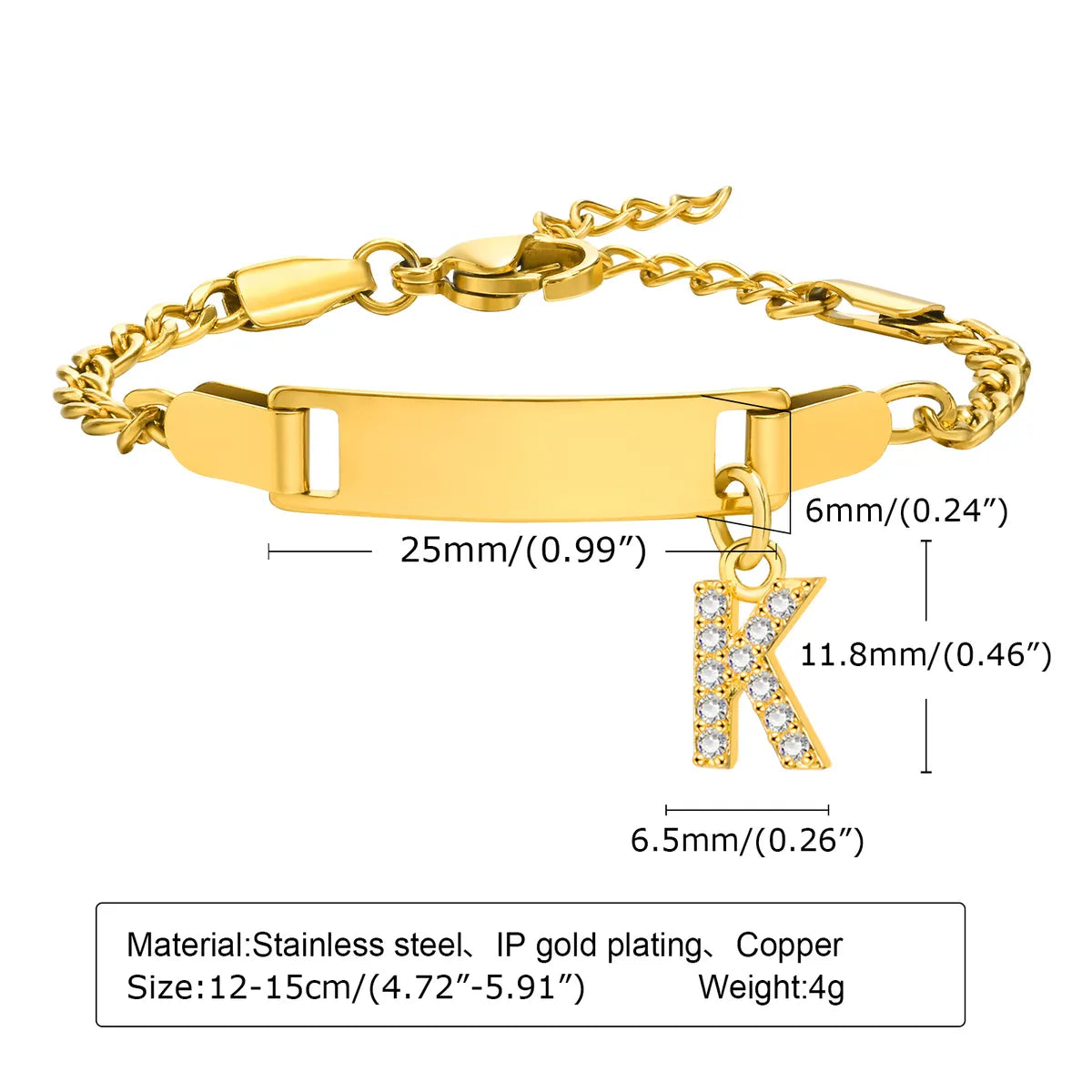 IG Style Simple Style Letter 201 Stainless Steel Plating Inlay Zircon Girl'S Bracelets