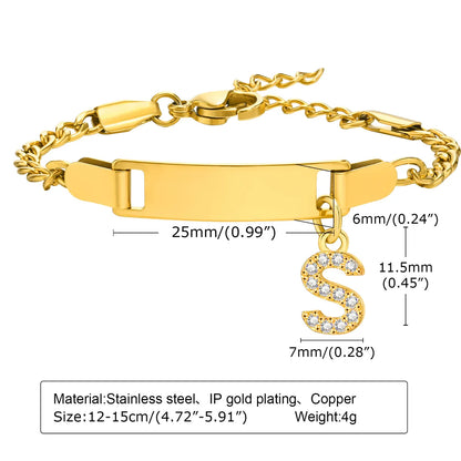 IG Style Simple Style Letter 201 Stainless Steel Plating Inlay Zircon Girl'S Bracelets