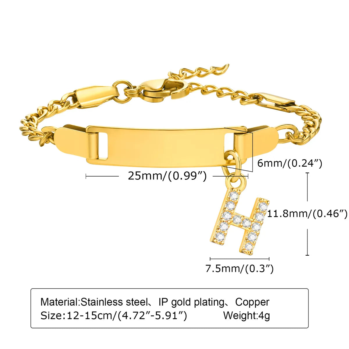 IG Style Simple Style Letter 201 Stainless Steel Plating Inlay Zircon Girl'S Bracelets