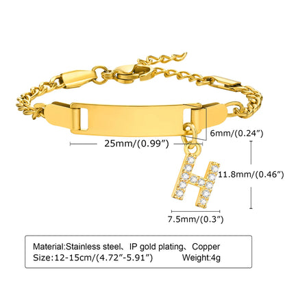 IG Style Simple Style Letter 201 Stainless Steel Plating Inlay Zircon Girl'S Bracelets