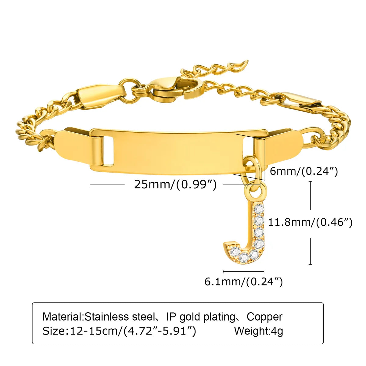 IG Style Simple Style Letter 201 Stainless Steel Plating Inlay Zircon Girl'S Bracelets