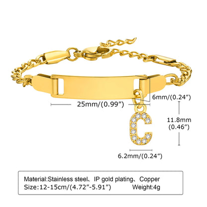 IG Style Simple Style Letter 201 Stainless Steel Plating Inlay Zircon Girl'S Bracelets