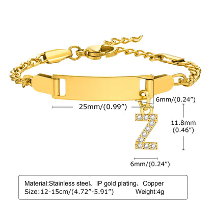 IG Style Simple Style Letter 201 Stainless Steel Plating Inlay Zircon Girl'S Bracelets