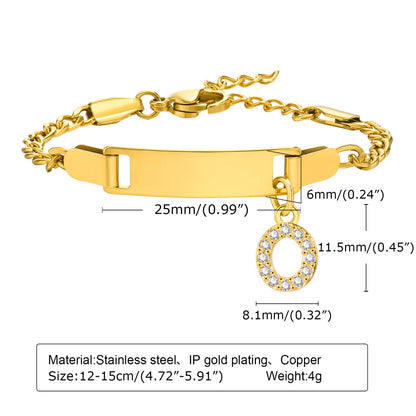 IG Style Simple Style Letter 201 Stainless Steel Plating Inlay Zircon Girl'S Bracelets