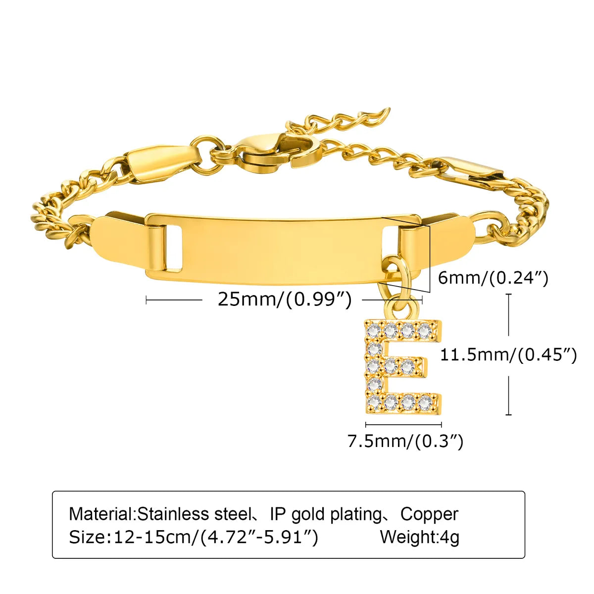 IG Style Simple Style Letter 201 Stainless Steel Plating Inlay Zircon Girl'S Bracelets