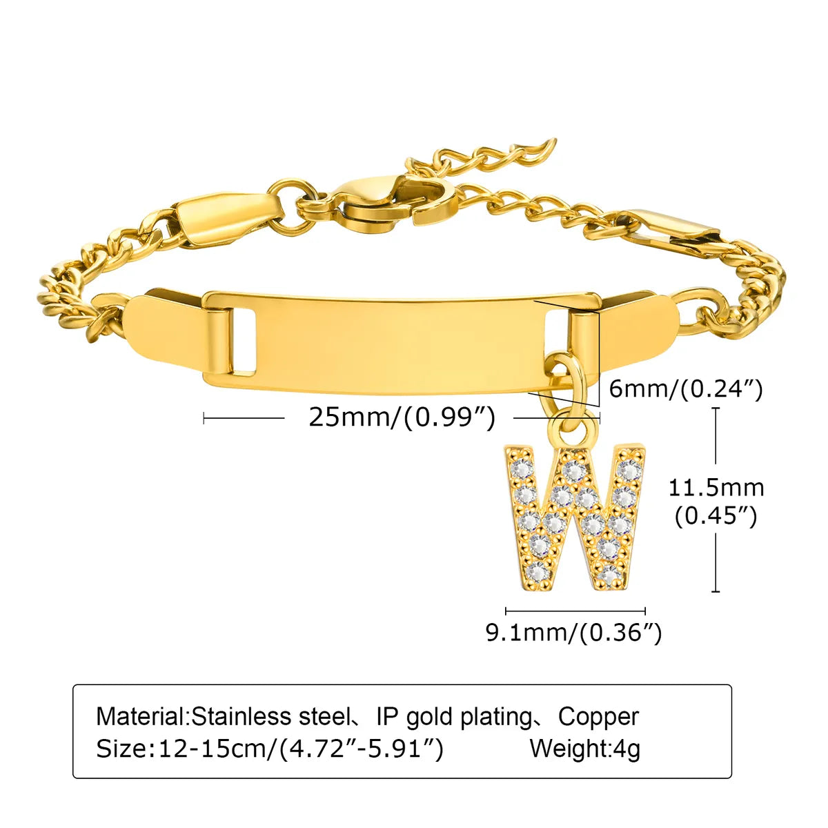 IG Style Simple Style Letter 201 Stainless Steel Plating Inlay Zircon Girl'S Bracelets