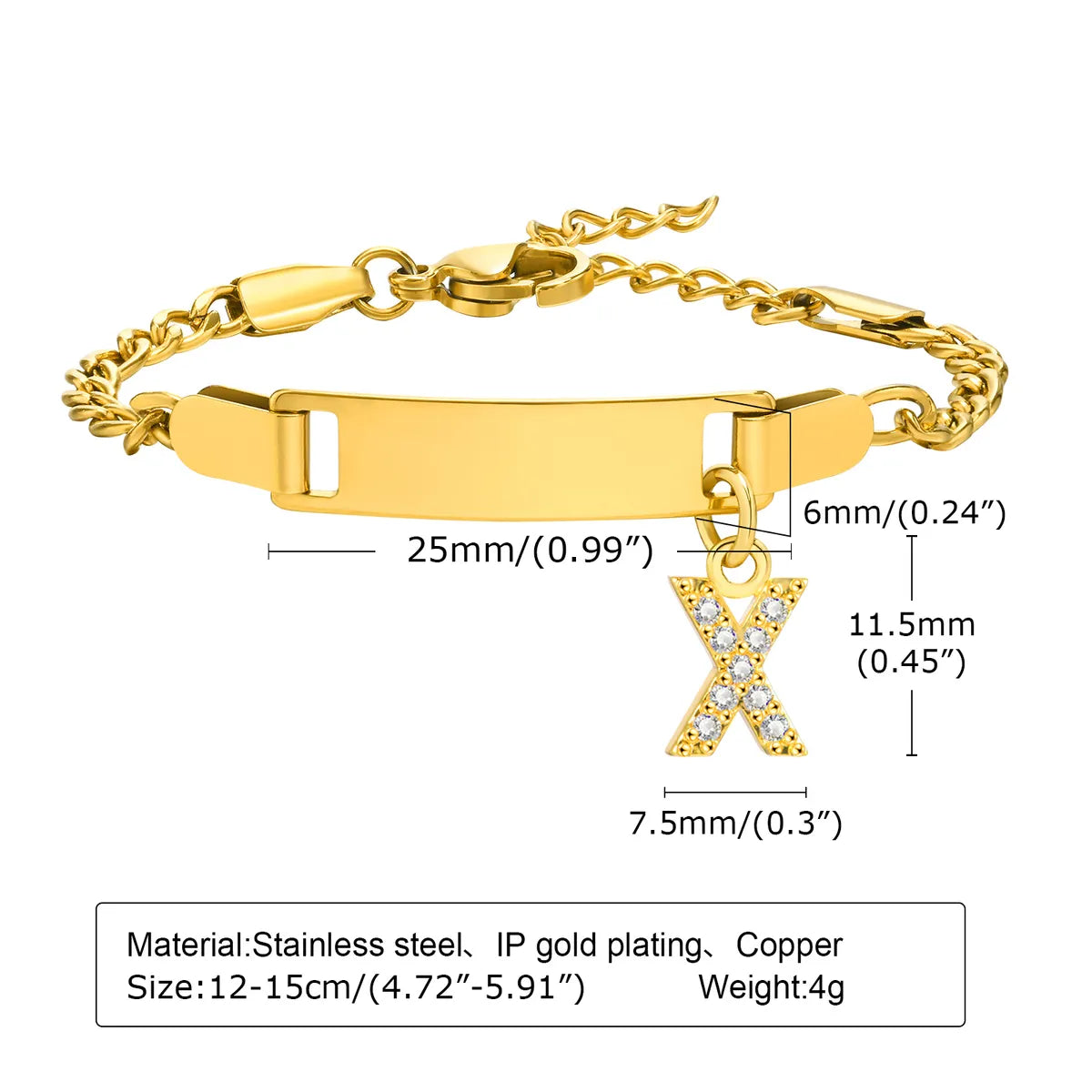 IG Style Simple Style Letter 201 Stainless Steel Plating Inlay Zircon Girl'S Bracelets