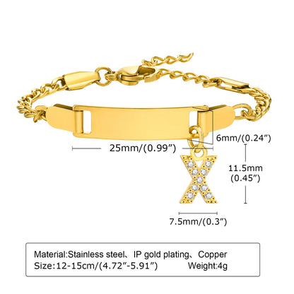 IG Style Simple Style Letter 201 Stainless Steel Plating Inlay Zircon Girl'S Bracelets