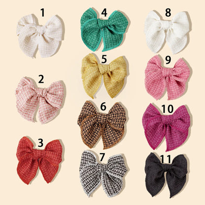 Girl'S IG Style Sweet Plaid Bow Knot Cloth Hair Clip