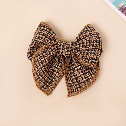 Girl'S IG Style Sweet Plaid Bow Knot Cloth Hair Clip