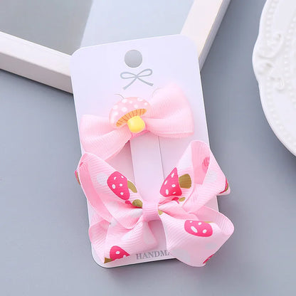 Girl'S Sweet Cherry Strawberry Bow Knot Cloth Hair Clip