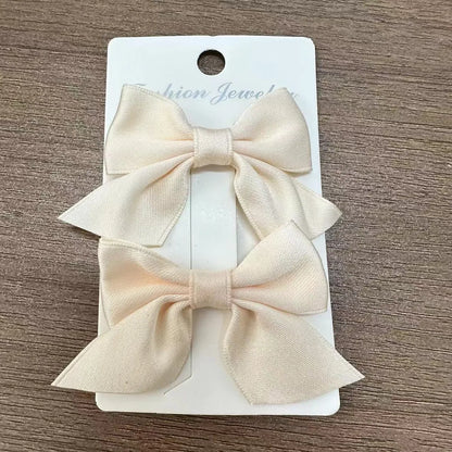 Girl'S Sweet Korean Style Bow Knot Cloth Metal Hair Clip