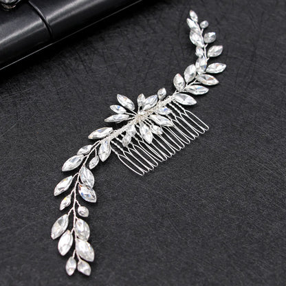 Glam Bridal Shiny Geometric Metal Rhinestone Insert Comb