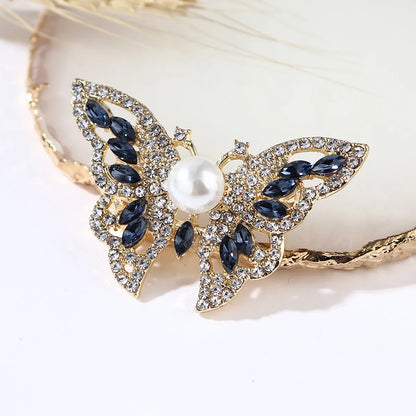 Glam Butterfly Alloy Inlay Artificial Pearls Rhinestones Women'S Brooches