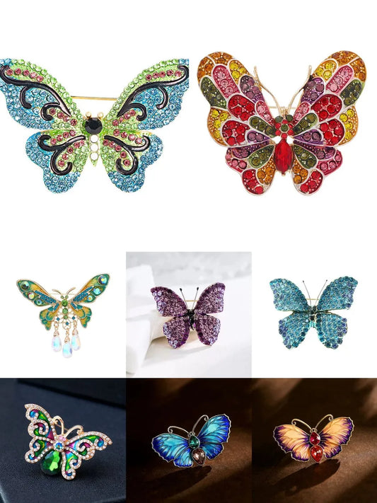 Glam Butterfly Alloy Inlay Rhinestones Unisex Brooches