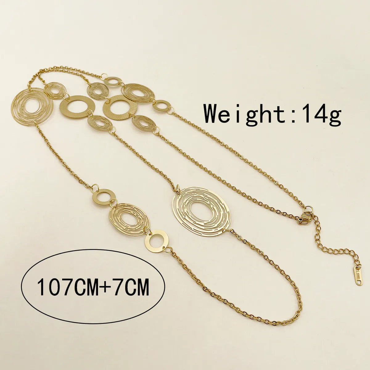 Glam Circle Stainless Steel Polishing Plating Hollow Out Gold Plated Layered Necklaces