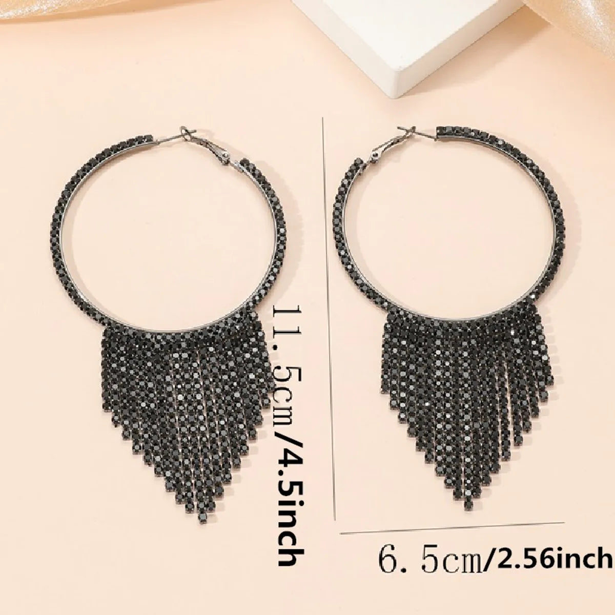 1 Pair Glam Circle Tassel Inlay Alloy Rhinestones Drop Earrings