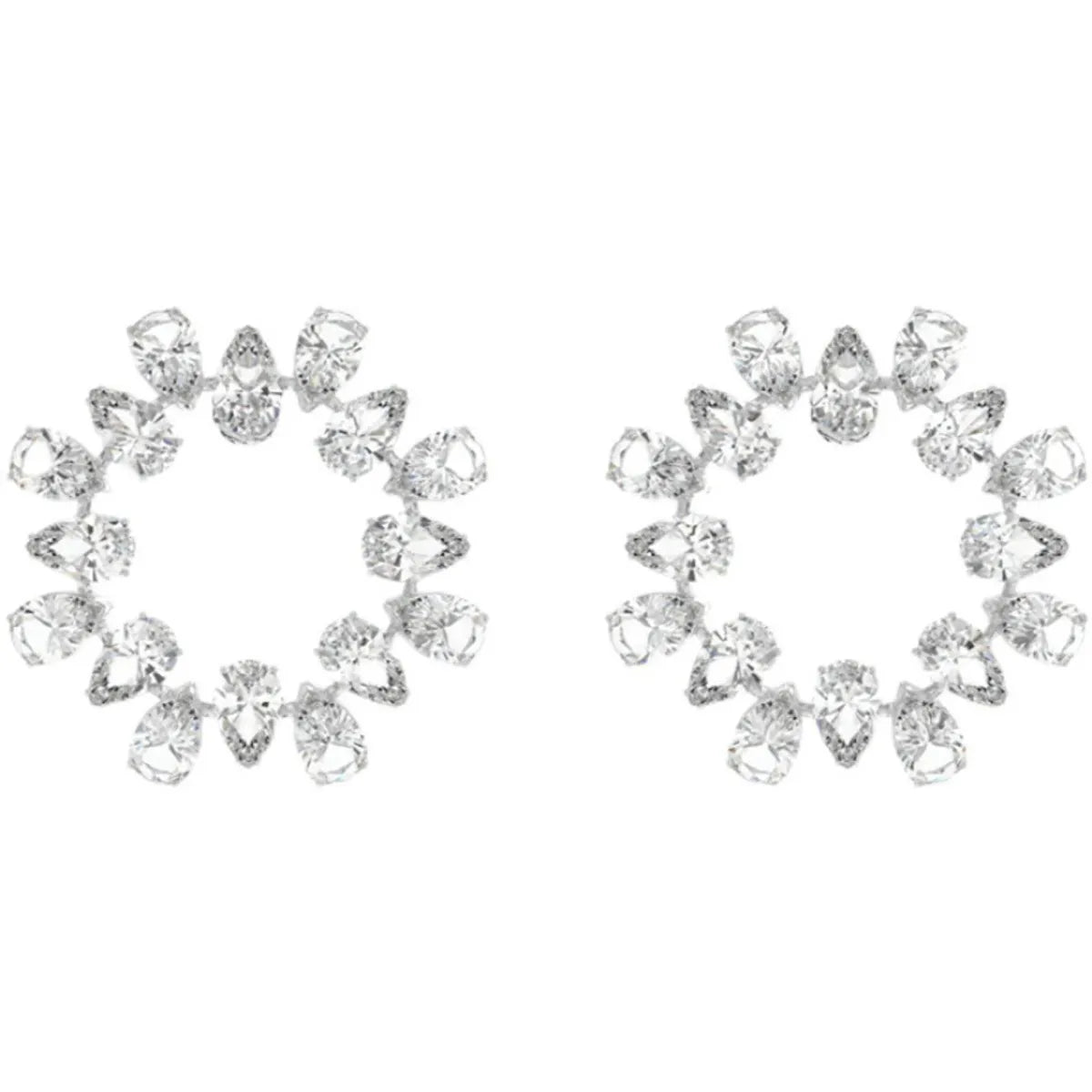 Glam Circle Water Droplets Alloy Inlay Artificial Crystal Women's Earrings