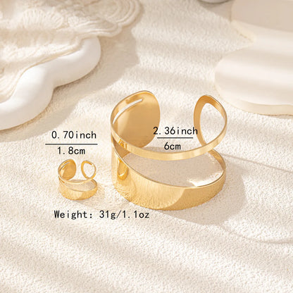 Glam Classical Luxurious Lines Alloy Hollow Out 14K Gold Plated Women'S Jewelry Set